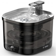 Wireless Cat Water Fountain for Drinking with External Pump, 4-Layer Filters Smart Silent 2L Pet Water Dispenser, 5000mAh Cordless Battery Operated, Rechargeable - 306 Stainless Steel Panel